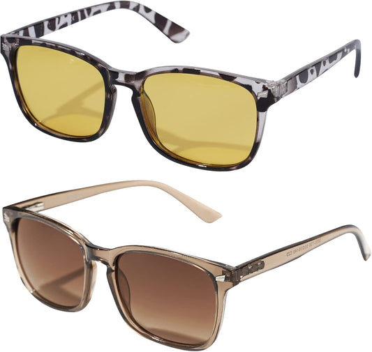 Polarized Sunglasses for Womens and Mens,Classic Square Frames Shades for UV Protection, Stylish and Trendy Sunnies - WORLD TIME VISITS