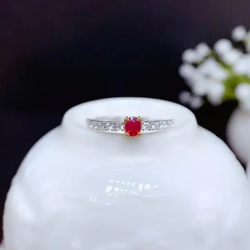 CoLife Jewelry 3mm * 4mm Natural Ruby Ring for Daily Wear 100% Natural Ruby Silver Ring 925 Silver Ruby Jewelry