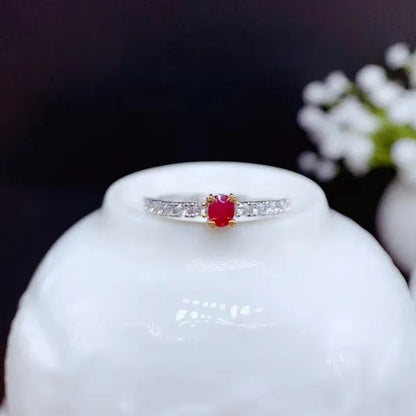 CoLife Jewelry 3mm * 4mm Natural Ruby Ring for Daily Wear 100% Natural Ruby Silver Ring 925 Silver Ruby Jewelry