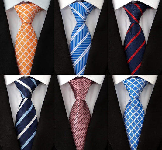 Men'S Necktie Classic Silk Tie Woven Jacquard Neck Ties 6 PCS