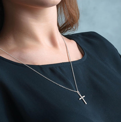 Women’S 925 Sterling Silver Cross Necklace, Small Cross Pendant Confirmation Necklace