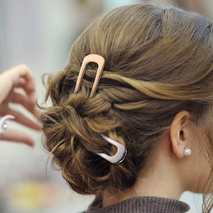 [2 Pack]  U-Shape Hairpins, Bride Hair Accessories Hair Pins Clip Vintage Hair Stick,Hairstyle Chignon for Women Girls-Silver