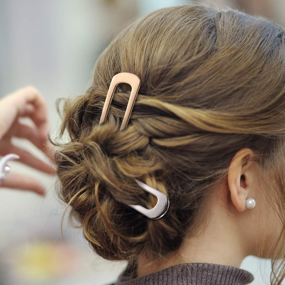 [2 Pack]  U-Shape Hairpins, Bride Hair Accessories Hair Pins Clip Vintage Hair Stick,Hairstyle Chignon for Women Girls-Gold