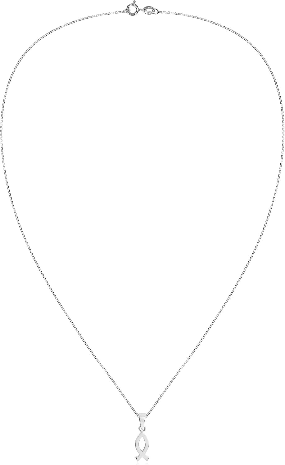 Faithful Christian Fish .925 Sterling Silver Pendant Necklace | Silver Pisces Necklace | Christian Fish Necklace