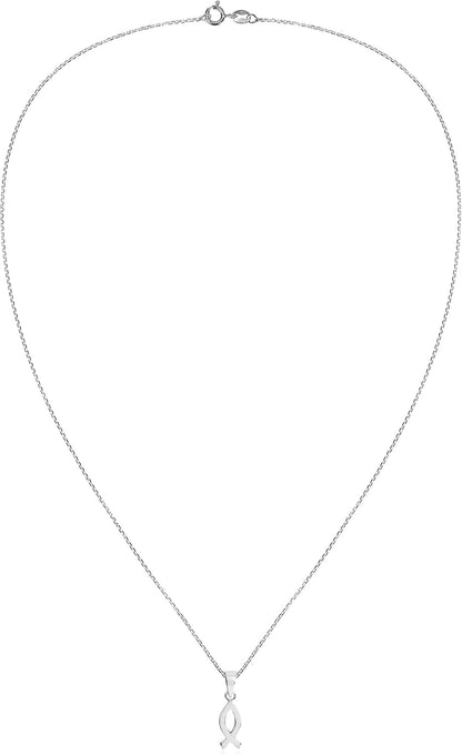Faithful Christian Fish .925 Sterling Silver Pendant Necklace | Silver Pisces Necklace | Christian Fish Necklace