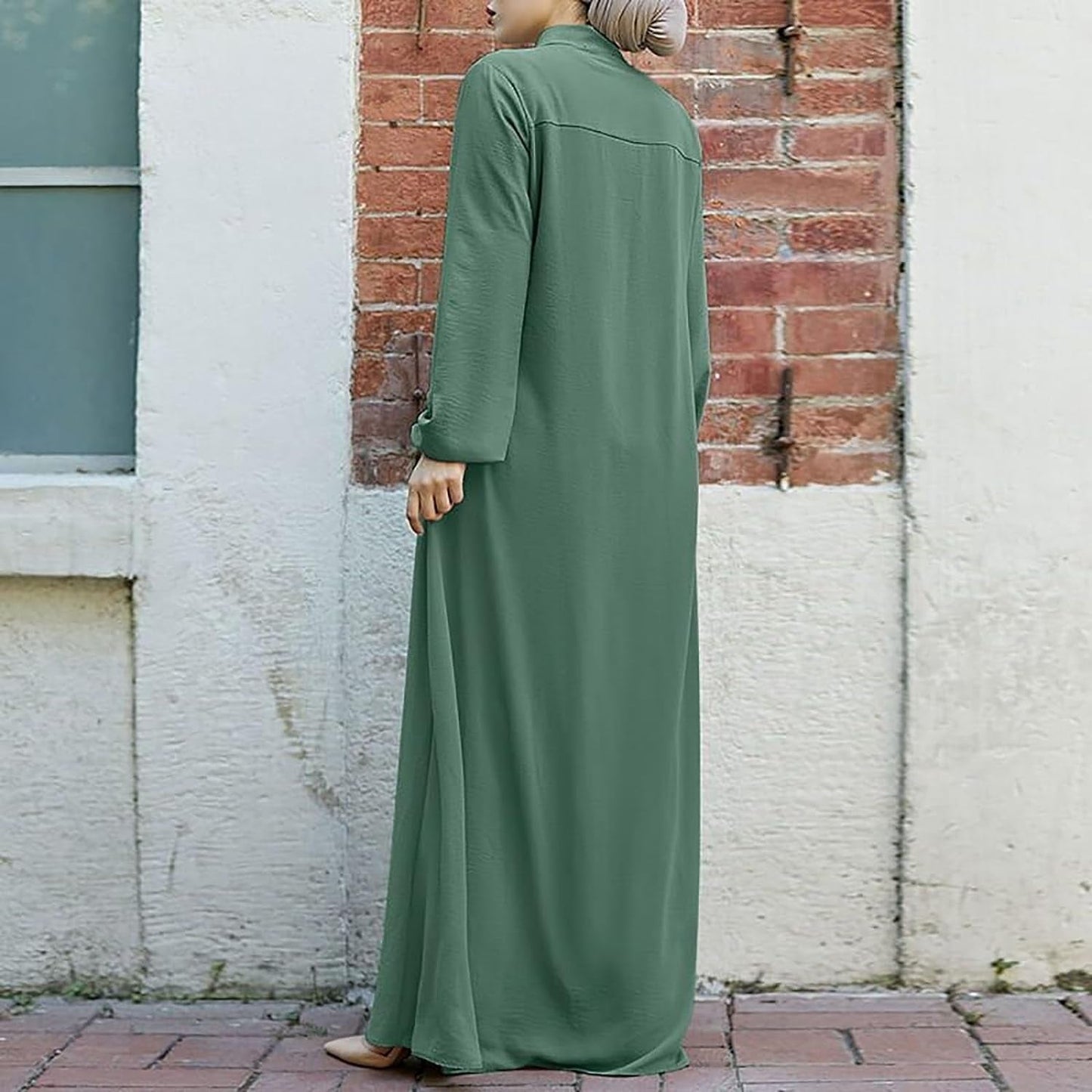 Women'S Chiffon Kaftan Abaya Dress Muslim Long Sleeve Self Tie Flowy Maxi Dress Abaya Casual Dress Dubai Outfits