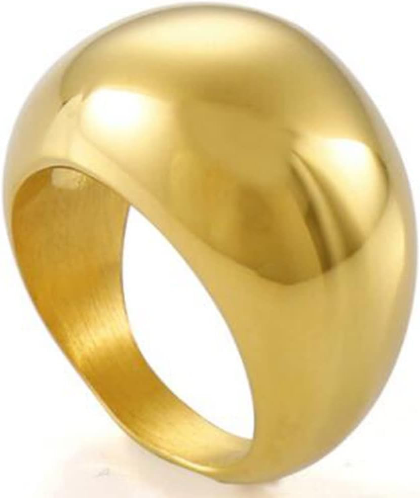 Stainless Steel Fat Dome Style Classic Simple Plain Wedding Statement Pinky Ring - WORLD TIME VISITS