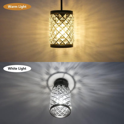 Modern Black Crystal Pendant Light, Industrial 1-Light Small Hanging Glass Ceiling Lamp Crystal Chandelier for Kitchen Island Sink Dining Living Room Bedroom Entryway