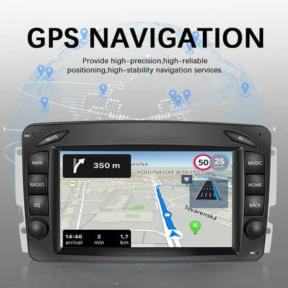 AMPRIME Android 11 GPS +Wifi+Fm/Rds +BT Car Radio Stereo 2 Din 7'' HD Touch Screen Car MP5 Player Autoradio for Para Mercedes-Benz/Clk/W209/E-W210/Clase C/W203/Slk/W170/Clk/C208/W208/M/Ml/W168/G/W463/Viano/W639/Vito/W639/