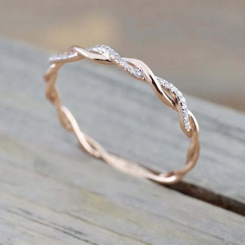 Diamond Ring Engagement Ring  Diamond Anniversary Twined Vine Simple Infinity Eternity Ring Bridal Women Promise Ring Anniversary Gold Wedding Bands Size 4-10