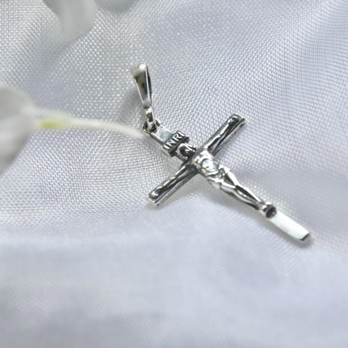 Cross Sterling Silver 925 Solid Pendant INRI Crucifix Jesus Christ Religious Unisex Jewelry