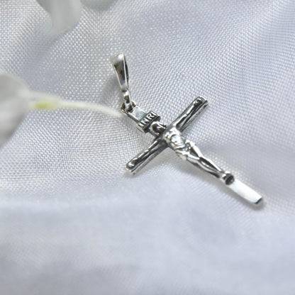 Cross Sterling Silver 925 Solid Pendant INRI Crucifix Jesus Christ Religious Unisex Jewelry
