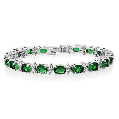 Gem Stone King 925 Sterling Silver Gorgeous Oval and Round Sparkling Cubic Zirconia CZ Tennis Bracelet Jewelry Gift