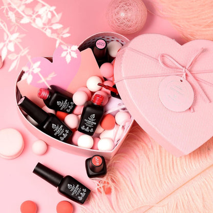 Beetles Gel Nail Polish, 6 Colors Nude Pink Rose Red Milky White Gel Polish, Sweetheart Candies Collection Soak off UV LED Nail Lamp Light Nails Spring Summer Gel Nail Gift for Women
