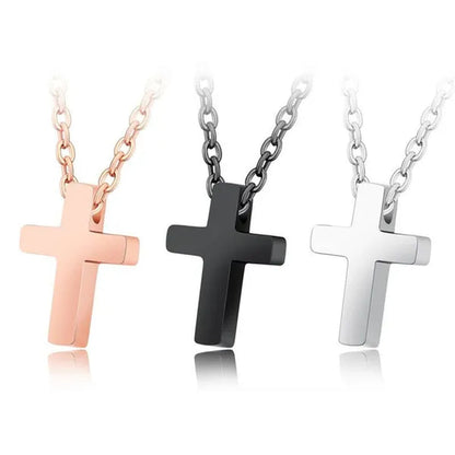 Simple Style Small Tiny Cute Cross Pendant Silver / Black / Rose Gold Exquisite Choker Necklace 316L Stainless Titanium Steel Women Fashion Jewelry From Milkle Gift