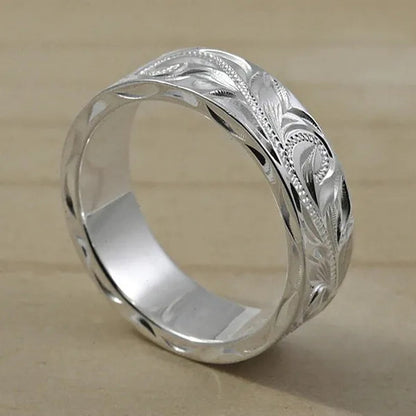 Personality Women'S Fashion Exquisite Ring Carved Flower Jewelry for Women Stackable Rings Beautiful Ladies Proposal Engagement Party Accessories Elegant Bride Wedding Band Anniversary Gift Size 4-12 Bague Femme