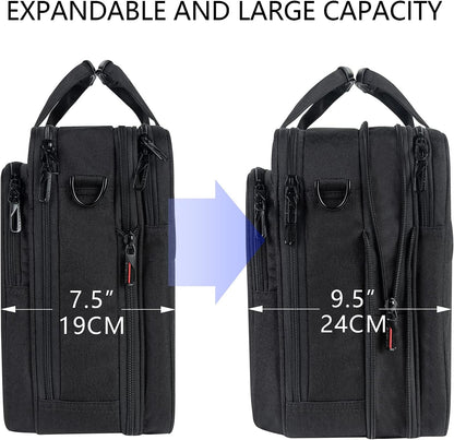 Laptop Briefcase Premium Laptop Case Fits up to 17.3 Inch Business Shoulder Bag Laptop Expandable Water-Repellent Messenger Bag for Men/Women Computer Bag for Travel/Business/Black