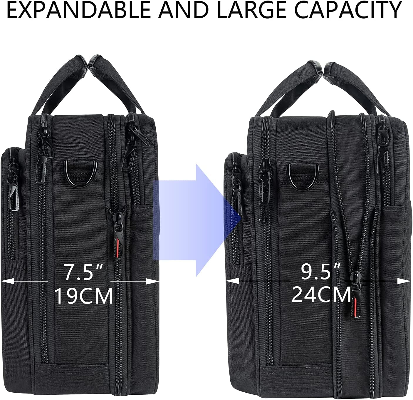 Laptop Briefcase Premium Laptop Case Fits up to 17.3 Inch Business Shoulder Bag Laptop Expandable Water-Repellent Messenger Bag for Men/Women Computer Bag for Travel/Business/Black