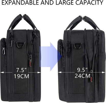 Laptop Briefcase Premium Laptop Case Fits up to 17.3 Inch Business Shoulder Bag Laptop Expandable Water-Repellent Messenger Bag for Men/Women Computer Bag for Travel/Business/Black