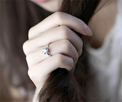 2016 Brand Female Fashion Ring 1Ct Cz Diamond Ring 925 Sterling Silver Ring Engagement Wedding Band Ring for Women Finger Ring RW1219