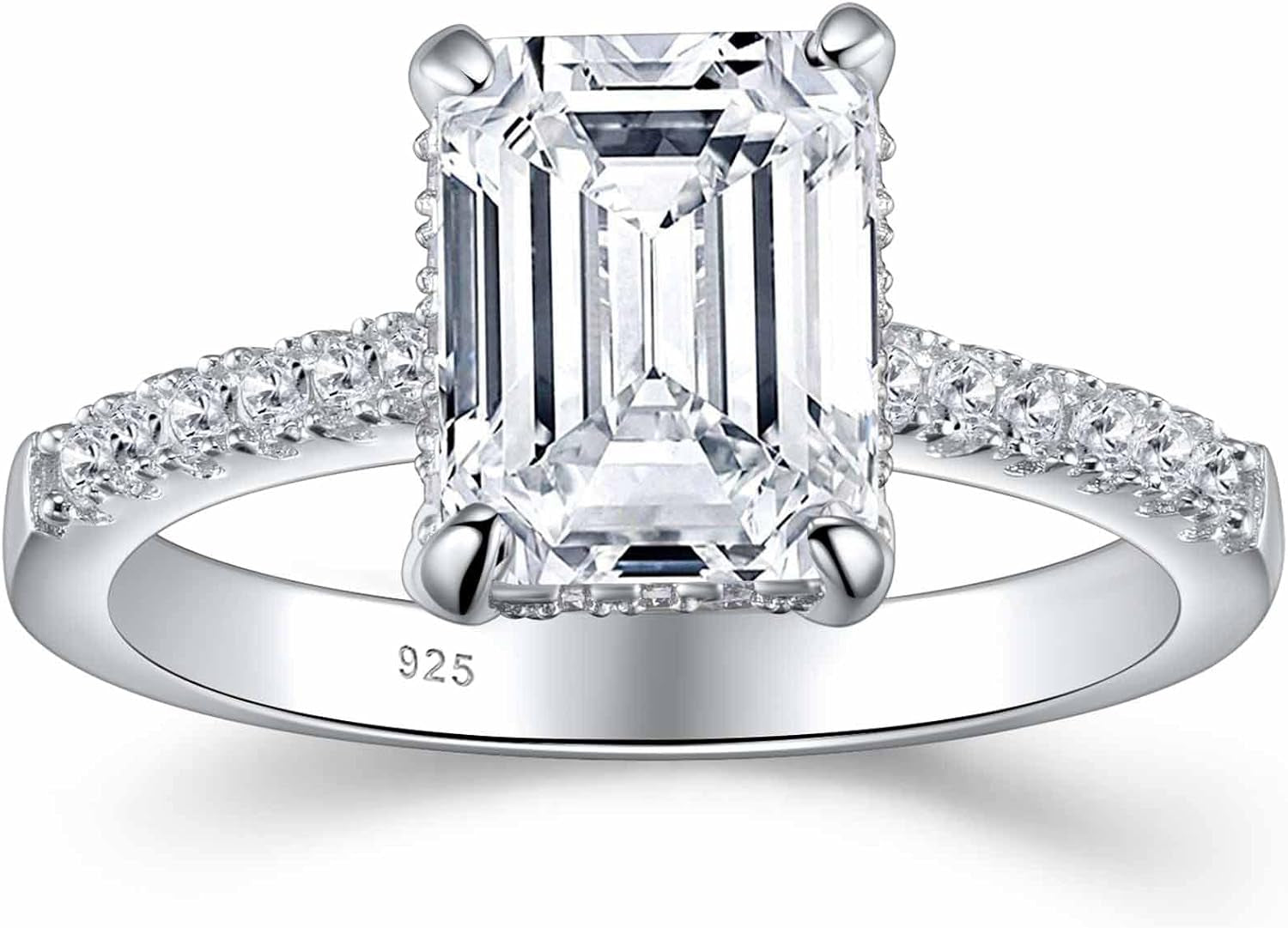 SHELOVES 3 Carat Emerald Cut Engagement Rings AAAAA White Cz 925 Sterling Silver Wedding Band 4-13 - WORLD TIME VISITS