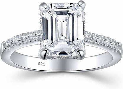 SHELOVES 3 Carat Emerald Cut Engagement Rings AAAAA White Cz 925 Sterling Silver Wedding Band 4-13 - WORLD TIME VISITS
