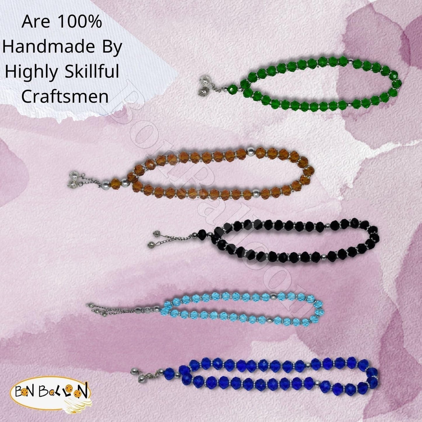 Lot 10 Crystal Tasbeeh Sebha Tasbih Sibha Subha Rosary Masbaha Muslim Islamic Islam Worry Bead Prayer Beads 33 Handmade Salah Salat Namaz Allah Muhammad Zikr Dhikr Thikr Random Assortment