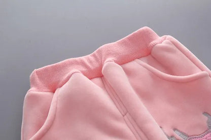 3Pcs/Set NEW Infant Baby Kids Cashmere and Thickening Winter Warm Cartoon Sika Deer Long Sleeved Hooded Coat Outerwear Jacket Pant Chidlren Outfits 3-Pieces Suit
