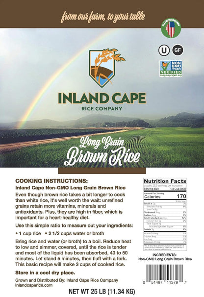 , Long-Grain Brown Rice - Non-Gmo, USA Grown, 25 Lb Bag