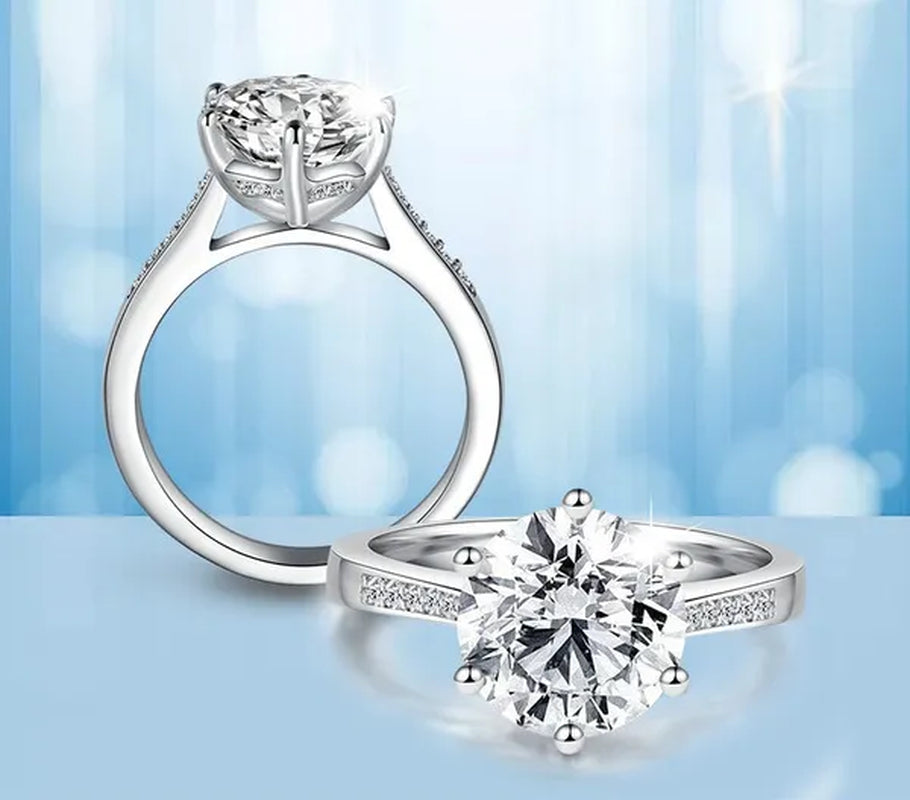 Sterling Silver Big 4 Carat Sona Diamond Wedding Engagement Ring