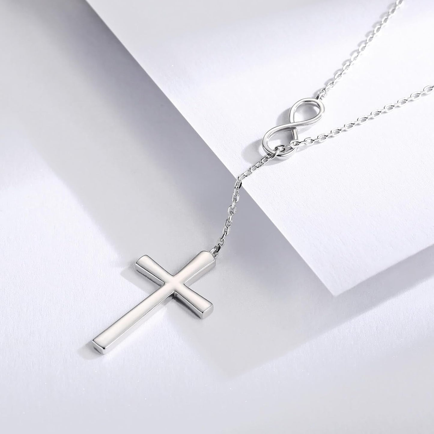 925 Sterling Silver Faith Hope Love Infinity Cross Pendant Necklace for Women Christian Birthday Christmas Jewelry