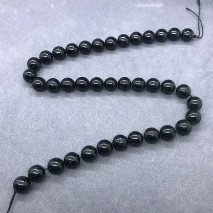 AA Black Tourmaline Jet Aphrizite Beads 4-12Mm round Natural Loose Stone DIY
