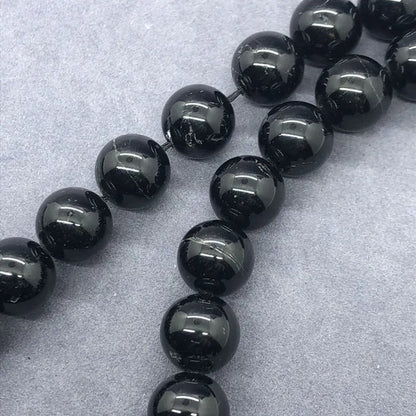 AA Black Tourmaline Jet Aphrizite Beads 4-12Mm round Natural Loose Stone DIY