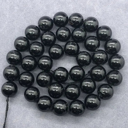 AA Black Tourmaline Jet Aphrizite Beads 4 - 12Mm round Natural Loose Stone DIY - WORLD TIME VISITS
