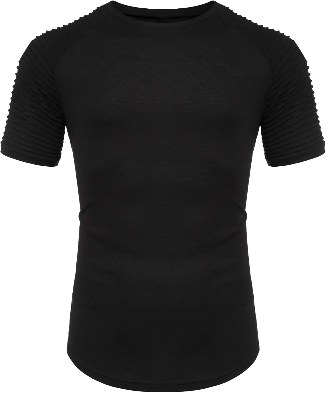 Men'S Muscle T-Shirt Pleated Raglan Sleeve Bodybuilding Gym Tee Short Sleeve Fashion Workout Shirts Hipster Shirt - WORLD TIME VISITS