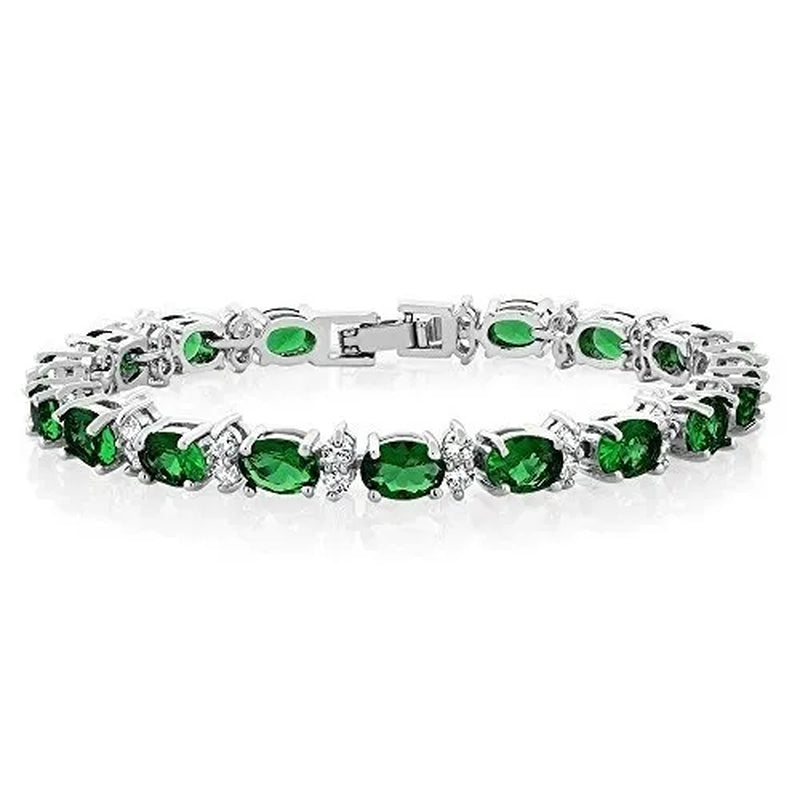 925 Sterling Silver Gorgeous Oval Ruby Amethyst Aquamarine sapphire and Round Sparkling Cubic Zirconia CZ Tennis Bracelet Jewelry Gift - WORLD TIME VISITS