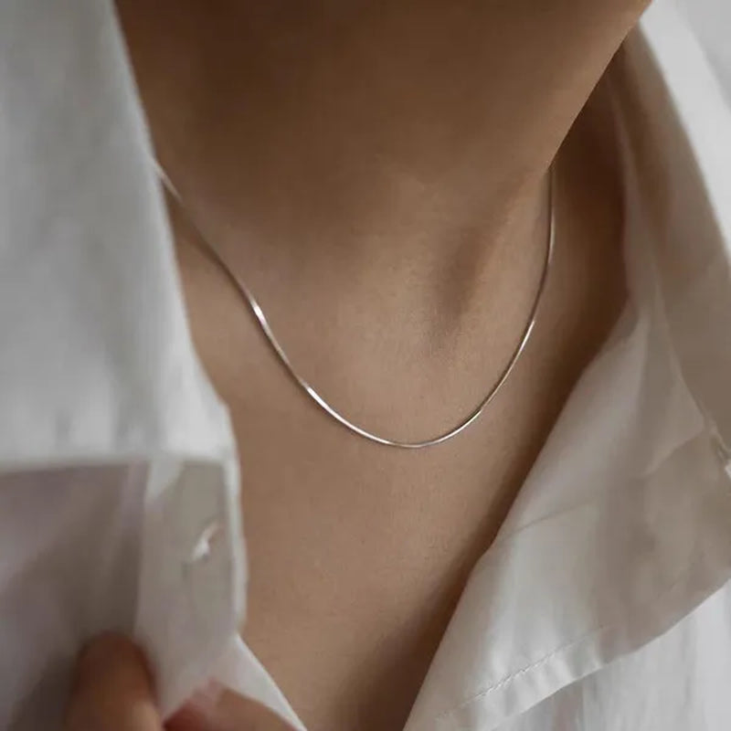 Fashion 925 Sterling Silver Italian Crafted 2MM Golden Snake Chain Necklace Minimalist DIY Chain Accessories