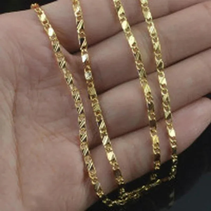 New Fashion Luxury Exquisite Men and Women Fashion Solid  Chain Necklace 2mm Wide and Thin Necklace Bridal Wedding Engagement High Jewelry Size: 16-30 Inches