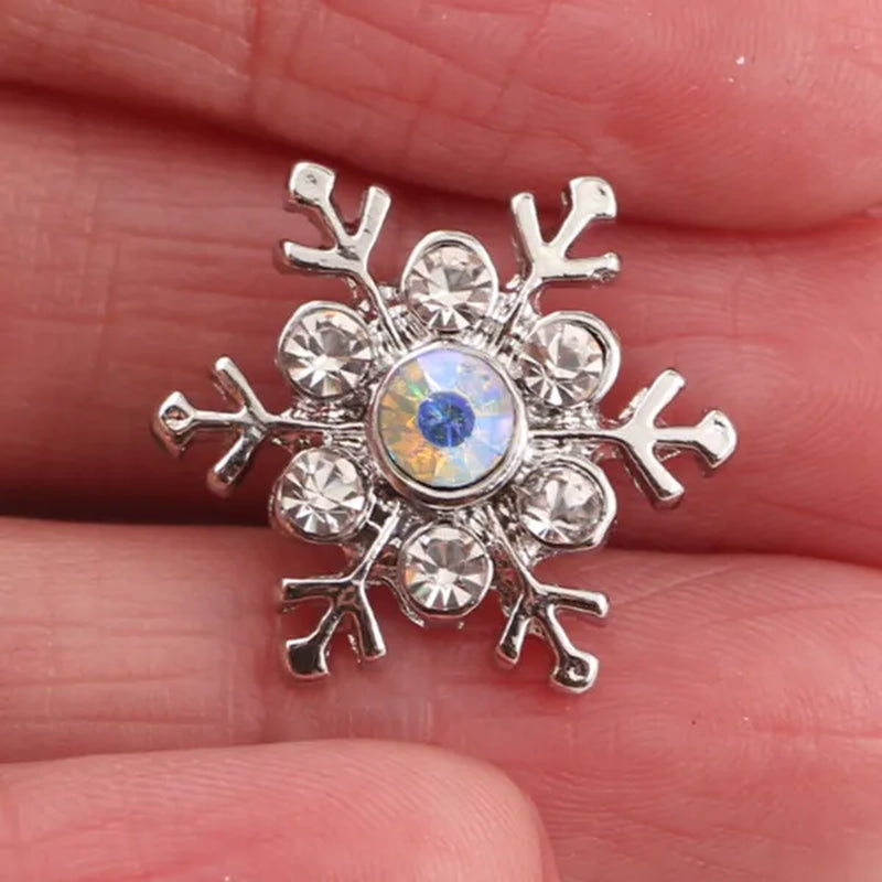 2PCS High Quality Snap Jewelry Lmitation Metal Multicolored Snowflakes Crystal Diamond 18MM 20MM Snap Buttons Fit Snap Bracelet Bangles Neckalces for Women Men