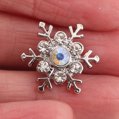 2PCS High Quality Snap Jewelry Lmitation Metal Multicolored Snowflakes Crystal Diamond 18MM 20MM Snap Buttons Fit Snap Bracelet Bangles Neckalces For Women Men