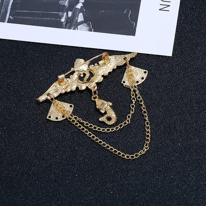 1 Pack Gold Diamond Inset Angel Wings Tassel Chain Pin Vintage Crown Diamond Chain Pin Mermaid Suit Accessories Tassel Pin Accessories Men and Women DIY Suit Coat Dress Shirt