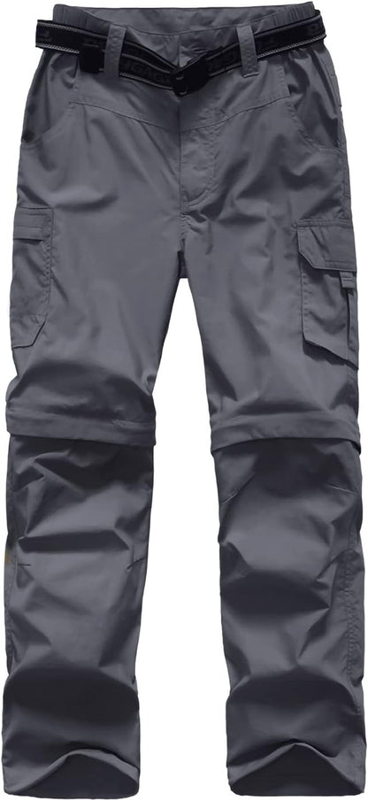 Boy’S Scout Pants Convertible Hiking Quick Dry Zip off Pants Outdoor Climbing Casual Trouser Kids Youth Cargo Pants