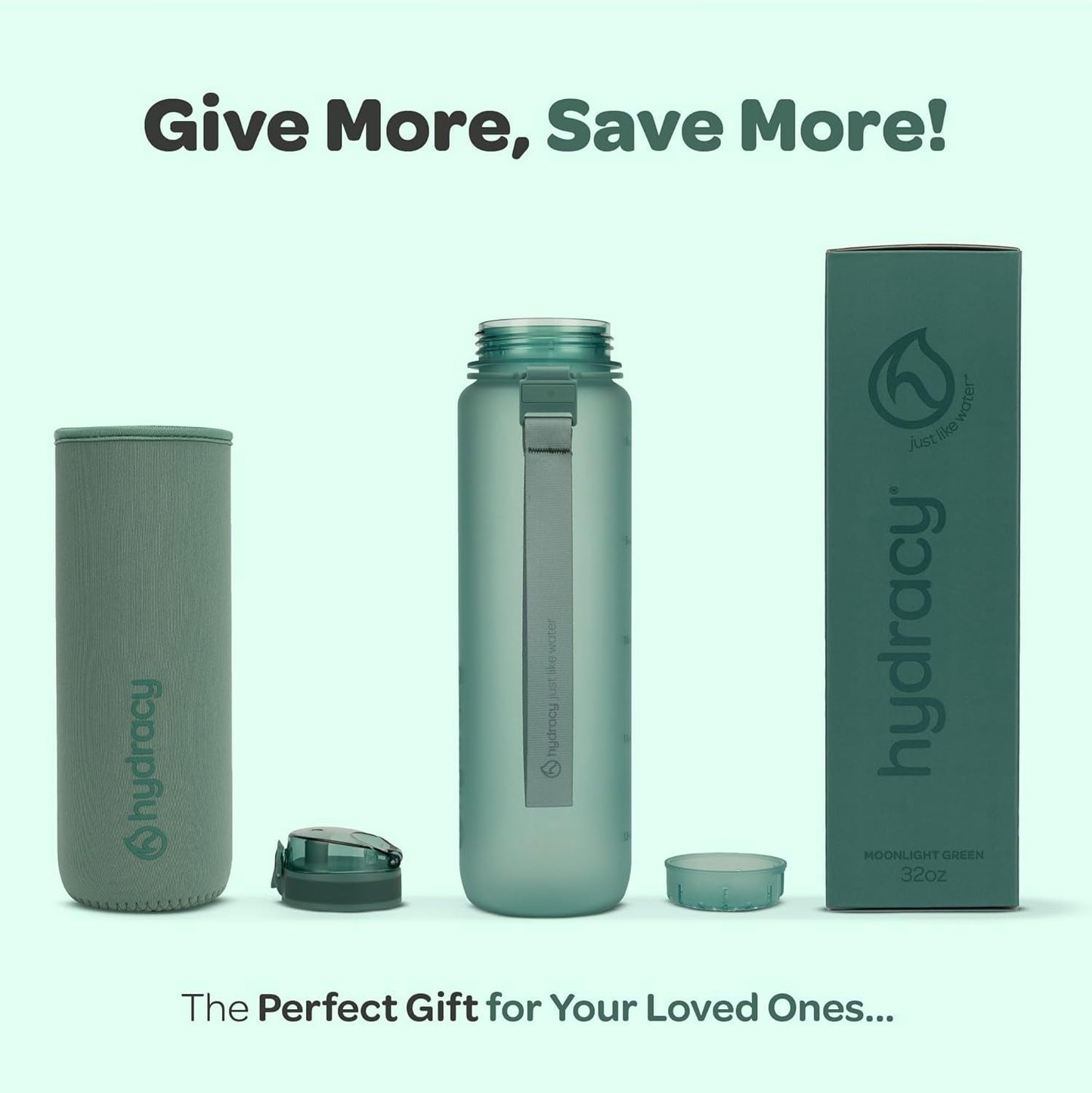 Water Bottle with Time Marker -Large BPA Free Water Bottle & No Sweat Sleeve -Leak Proof Gym Bottle with Fruit Infuser Strainer & Times to Drink -Ideal for Fitness Sports & Outdoors