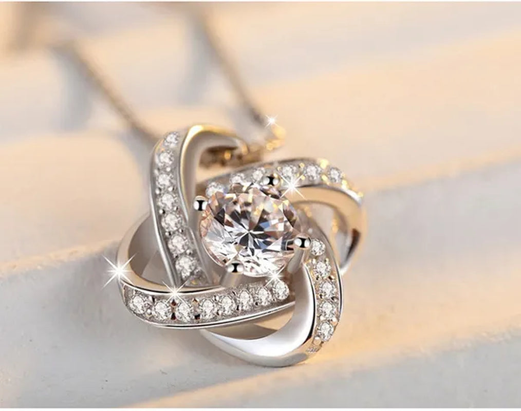 To My Daughter S925 Sterling Silver Cubic Zirconia Knot Necklace Message Card Gifts Daughter Birthday Gifts