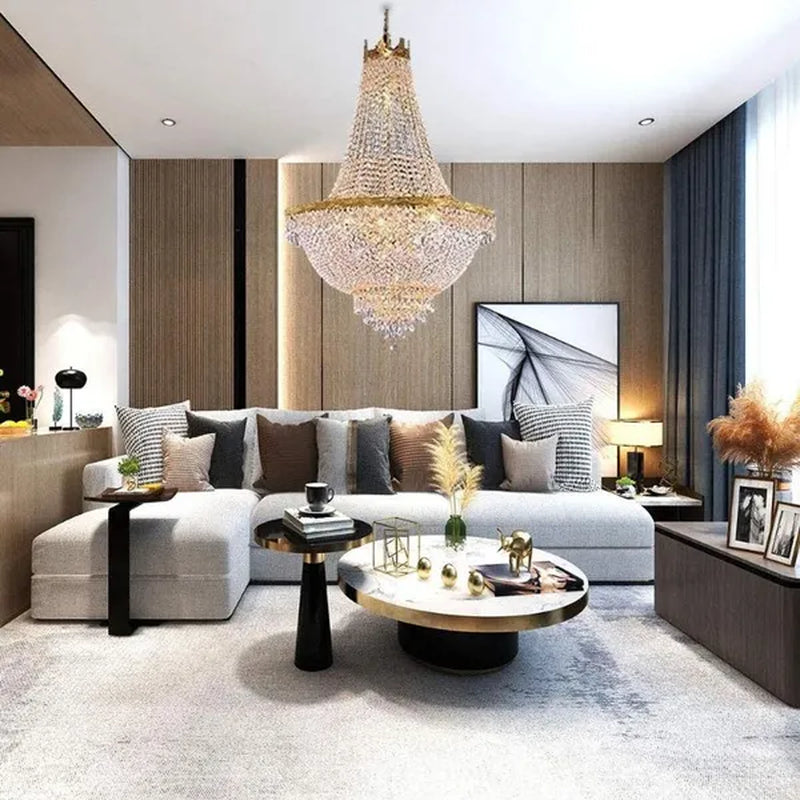Gold 110V French Empire Crystal Gold Chandelier Lighting, Hanging Crystal Chandelier