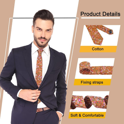 Men'S Cotton Floral Neck Tie 2.56'' Printed Skinny Tie