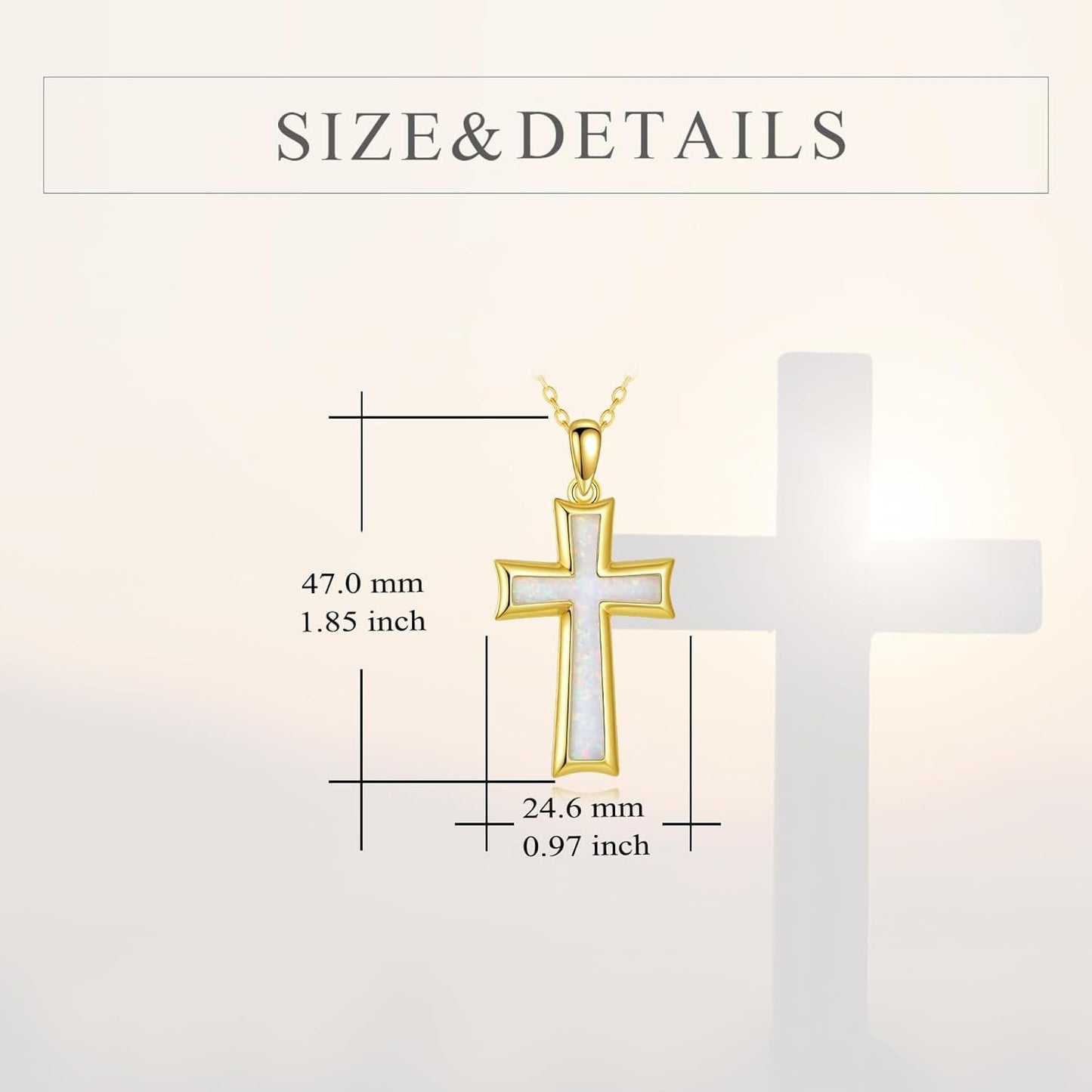 Cross Necklace for Women Sterling Silver Cross Pendant Necklace Opal Jewelry Religious Jewelry Christian Gifts