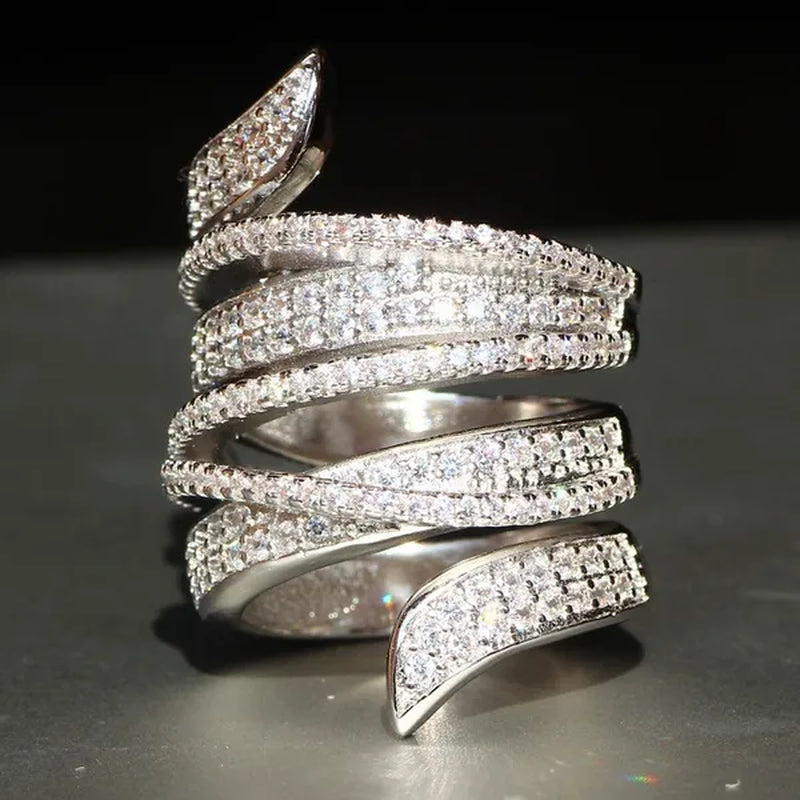 Luxurious  Silver Natural Gemstones White Sapphire Ring Wedding Birthstone Bride Flower Engagement Ellipse Leaves Ring Jewelry Size 6 7 8 9 10