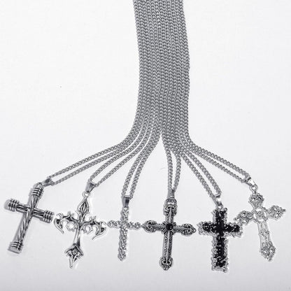 6PCS Cross Pendant Necklace Set for Men – Gothic Cross Necklace Jewelry Accessory, 23.6 Inches Chain