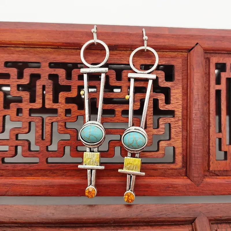 Vintage 925 Sterling Silver Natural Gemstone Pink Turquoise Earrings Woman Fashion Fine Jewelry